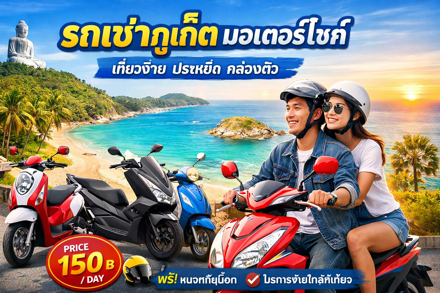 รถเช่าภูเก็ต มอเตอร์ไซค์ ราคาถูก ใกล้สนามบิน เลือกเช่ากับ “ต้นรถเช่าภูเก็ต” การท่องเที่ยวภูเก็ตให้สนุก ครบ และประหยัดที่สุด หนึ่งในตัวเลือกที่นักท่องเที่ยวนิยมมากที่สุดคือ การเช่ามอเตอร์ไซค์ในภูเก็ต เพราะช่วยให้การเดินทางคล่องตัว เที่ยวง่าย ไม่ต้องรอรถสาธารณะ และประหยัดงบกว่าการเช่ารถยนต์หลายเท่า โดยเฉพาะเมื่อเลือกเช่ากับร้านที่เชื่อถือได้อย่าง ต้นรถเช่าภูเก็ต (Ton Car Rental Phuket) ทำไมต้องเช่ามอเตอร์ไซค์กับต้นรถเช่าภูเก็ต ต้นรถเช่าภูเก็ต เป็นร้านรถเช่าที่เปิดให้บริการมายาวนานกว่า 10 ปี ตั้งอยู่ใกล้สนามบินภูเก็ต เดินทางสะดวก มีรถให้เลือกหลายรุ่น ราคาชัดเจน ไม่มีค่าใช้จ่ายแอบแฝง และดูแลลูกค้าแบบเป็นกันเอง จุดเด่นของร้านต้นรถเช่า คือ ราคาตรงไปตรงมา แจ้งชัดก่อนเช่า รถสภาพดี ตรวจเช็กทุกคันก่อนปล่อย มีมอเตอร์ไซค์ให้เลือกหลายรุ่น ตั้งแต่ราคาประหยัดถึงรุ่นพรีเมียม ขั้นตอนเช่าง่าย ไม่ยุ่งยาก ลูกค้ารีวิวจริง ใช้บริการซ้ำจำนวนมาก ราคาเช่ามอเตอร์ไซค์ภูเก็ต ของร้านต้นรถเช่า (อัปเดตปี 2569) ร้านต้นรถเช่าภูเก็ตมีมอเตอร์ไซค์ให้เลือกหลายกลุ่มราคา เหมาะกับการใช้งานที่แตกต่างกัน 🔹 กลุ่มราคาประหยัด เริ่มต้น 150 บาท/วัน เหมาะสำหรับขี่ในเมือง เที่ยวใกล้ ๆ ประหยัดน้ำมัน Honda Scoopy – 150 บาท/วัน Suzuki Smash – 150 บาท/วัน Honda Zoomer-X – 150 บาท/วัน Honda Click (รุ่นเก่า) – 150 บาท/วัน 🔹 กลุ่มใช้งานสบาย ขี่ดี ดีไซน์สวย 300 บาท/วัน เหมาะกับนักท่องเที่ยวทั่วไป ใช้ขี่เที่ยวทั้งวัน Yamaha Grand Filano – 300 บาท/วัน Honda PCX – 300 บาท/วัน Suzuki Burgman – 300 บาท/วัน 🔹 เช่ารายเดือน (เหมาะกับทำงาน / พักระยะยาว) Scoopy / Click → เริ่มต้นประมาณ 2,000–3,500 บาท/เดือน PCX / Filano → ประมาณ 3,500–5,000 บาท/เดือน (ราคาอาจเปลี่ยนตามช่วงเวลา สอบถามร้านโดยตรงเพื่อความชัดเจน) เอกสารที่ใช้เช่ามอเตอร์ไซค์กับต้นรถเช่าภูเก็ต คนไทย: บัตรประชาชน + ใบขับขี่ ชาวต่างชาติ: พาสปอร์ต + ใบขับขี่สากล (IDP) 👉 มัดจำการจองมอเตอร์ไซค์เพียง 300 บาท 👉 ส่วนที่เหลือชำระตอนรับรถ 👉 ไม่มีค่ามัดจำรถในวันรับรถ (ตามเงื่อนไขร้าน) ขั้นตอนรับ–คืนมอเตอร์ไซค์ (เข้าใจง่าย ไม่ซับซ้อน) จองล่วงหน้าผ่าน LINE หรือโทรศัพท์ แจ้งวัน–เวลารับและคืนรถ เดินทางมารับรถตามจุดที่ร้านกำหนด (ใกล้สนามบินภูเก็ต) ตรวจสภาพรถ ทำสัญญา รับกุญแจ คืนรถตามเวลานัด ตรวจสภาพเรียบร้อย เป็นอันเสร็จ ข้อควรรู้ก่อนเช่ามอเตอร์ไซค์ในภูเก็ต ตรวจสภาพรถและถ่ายรูปเก็บไว้ก่อนใช้งาน สวมหมวกกันน็อกทุกครั้ง (ร้านมีให้) ขับขี่ตามกฎหมายจราจร เติมน้ำมันชนิดที่ร้านแจ้ง คืนรถตรงเวลา เพื่อลดค่าปรับ เช่ามอเตอร์ไซค์ภูเก็ต ใกล้สนามบิน เลือกร้านไหนดี หากคุณมองหาร้าน เช่ามอเตอร์ไซค์ภูเก็ตที่ราคาไม่แรง รถดี และไม่โกง ร้านต้นรถเช่าภูเก็ตถือเป็นตัวเลือกที่ตอบโจทย์ ทั้งนักท่องเที่ยวไทยและต่างชาติ ด้วยบริการที่ชัดเจน โปร่งใส และดูแลลูกค้าเหมือนคนกันเอง สรุป รถเช่าภูเก็ต มอเตอร์ไซค์ เป็นวิธีเดินทางที่คุ้มค่า สะดวก และเหมาะกับการเที่ยวภูเก็ตที่สุด และหากเลือกเช่ากับ ต้นรถเช่าภูเก็ต คุณจะได้ทั้งราคาที่เป็นธรรม รถสภาพดี และบริการที่สบายใจตลอดทริป