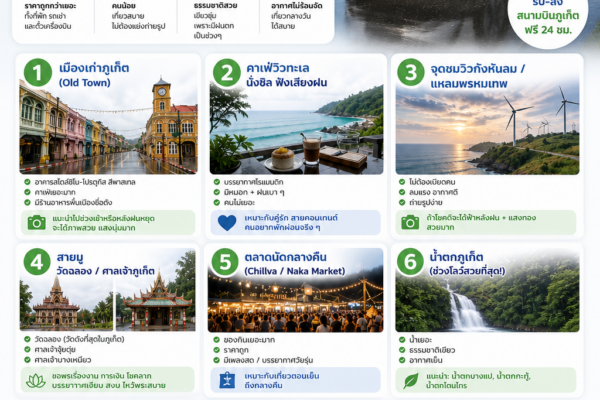 เที่ยวภูเก็ตช่วงโลว์ซีซั่น ขับรถเช่าเที่ยวเมืองเก่า คาเฟ่ น้ำตก และทะเล บรรยากาศฝนพรำ คนไม่เยอะ