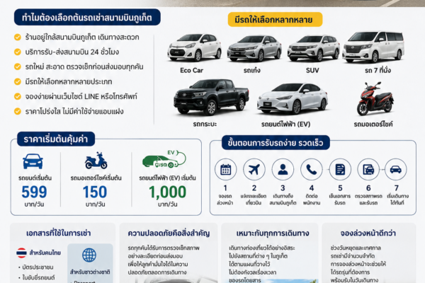 รถเช่า Toyota Yaris พร้อมให้บริการที่สนามบินภูเก็ต รถเช่า Honda City สำหรับท่องเที่ยวในจังหวัดภูเก็ต รถ SUV ให้เช่าในภูเก็ต รถครอบครัว 7 ที่นั่ง ให้เช่าใกล้สนามบินภูเก็ต รถยนต์ไฟฟ้า EV ให้เช่าในจังหวัดภูเก็ต รถกระบะให้เช่าในภูเก็ต