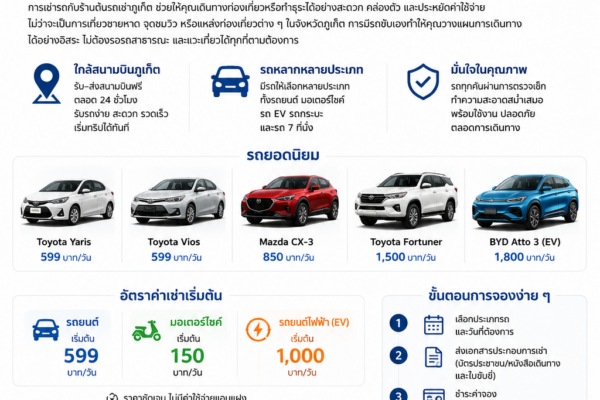การเช่ารถร้านต้นรถเช่าภูเก็ต