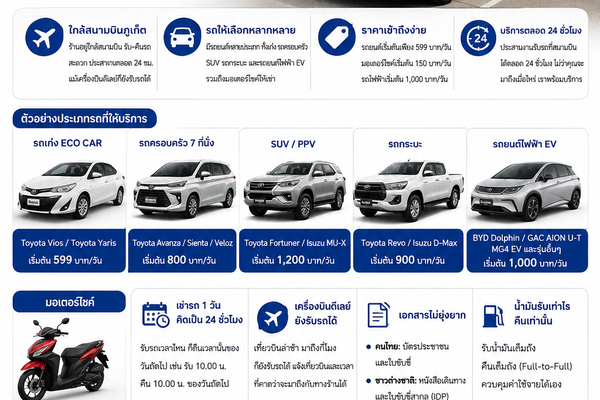 ต้นรถเช่าสนามบินภูเก็ต รถเช่าใกล้สนามบิน บริการรับรถตลอด 24 ชั่วโมง