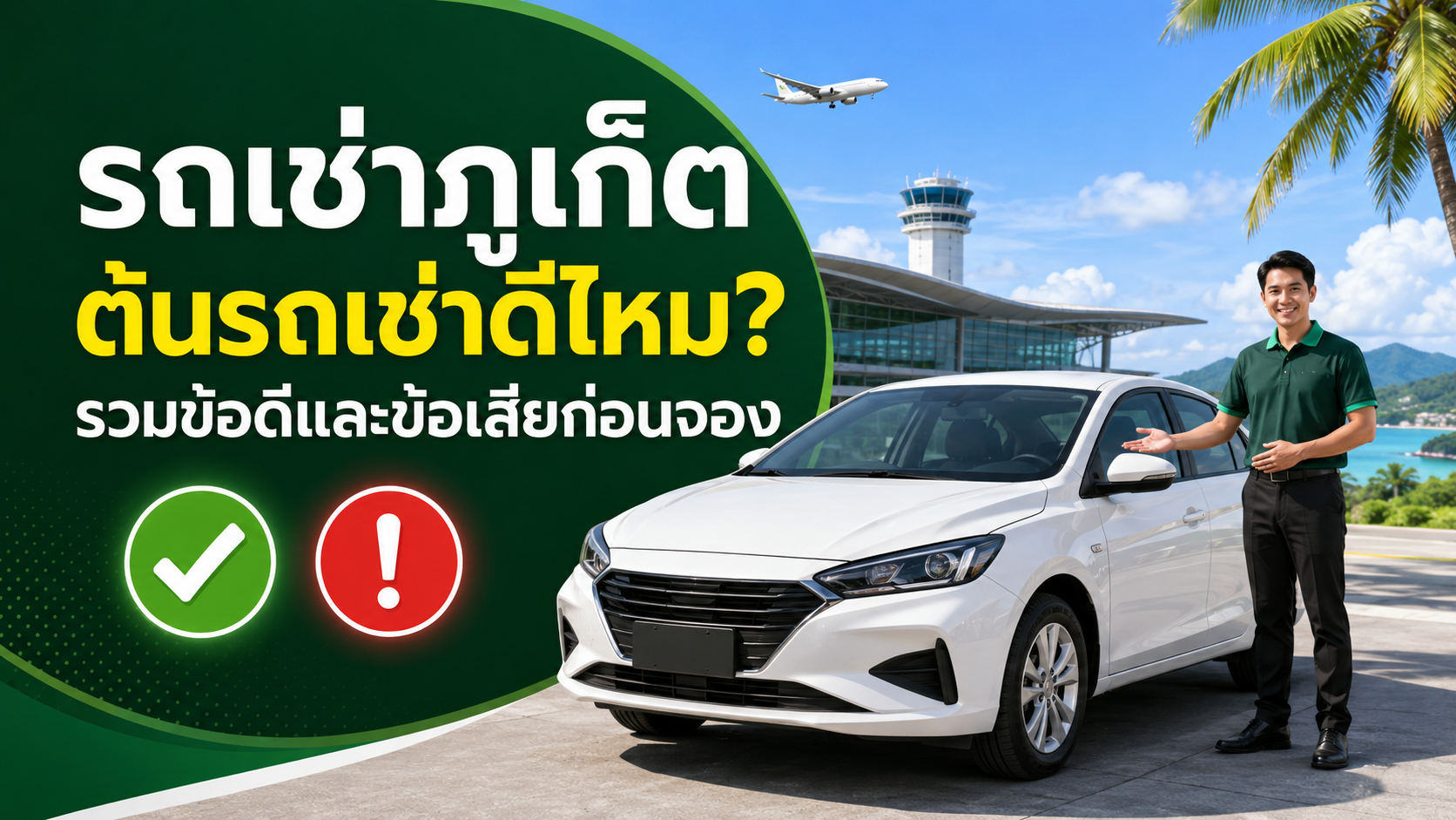 รถเช่าภูเก็ตสีขาวพร้อมพนักงานหน้าสนามบิน เปรียบเทียบข้อดีและข้อเสียของต้นรถเช่า