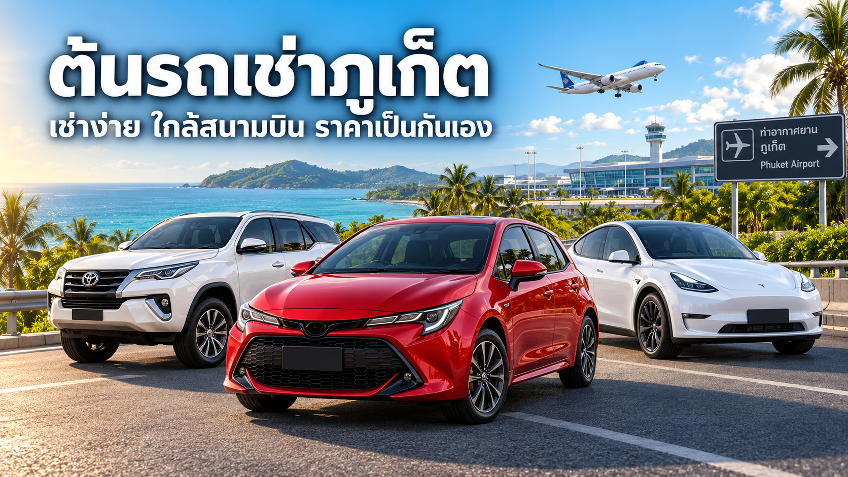 รถยนต์ของต้นรถเช่าภูเก็ตใกล้สนามบินนานาชาติภูเก็ต