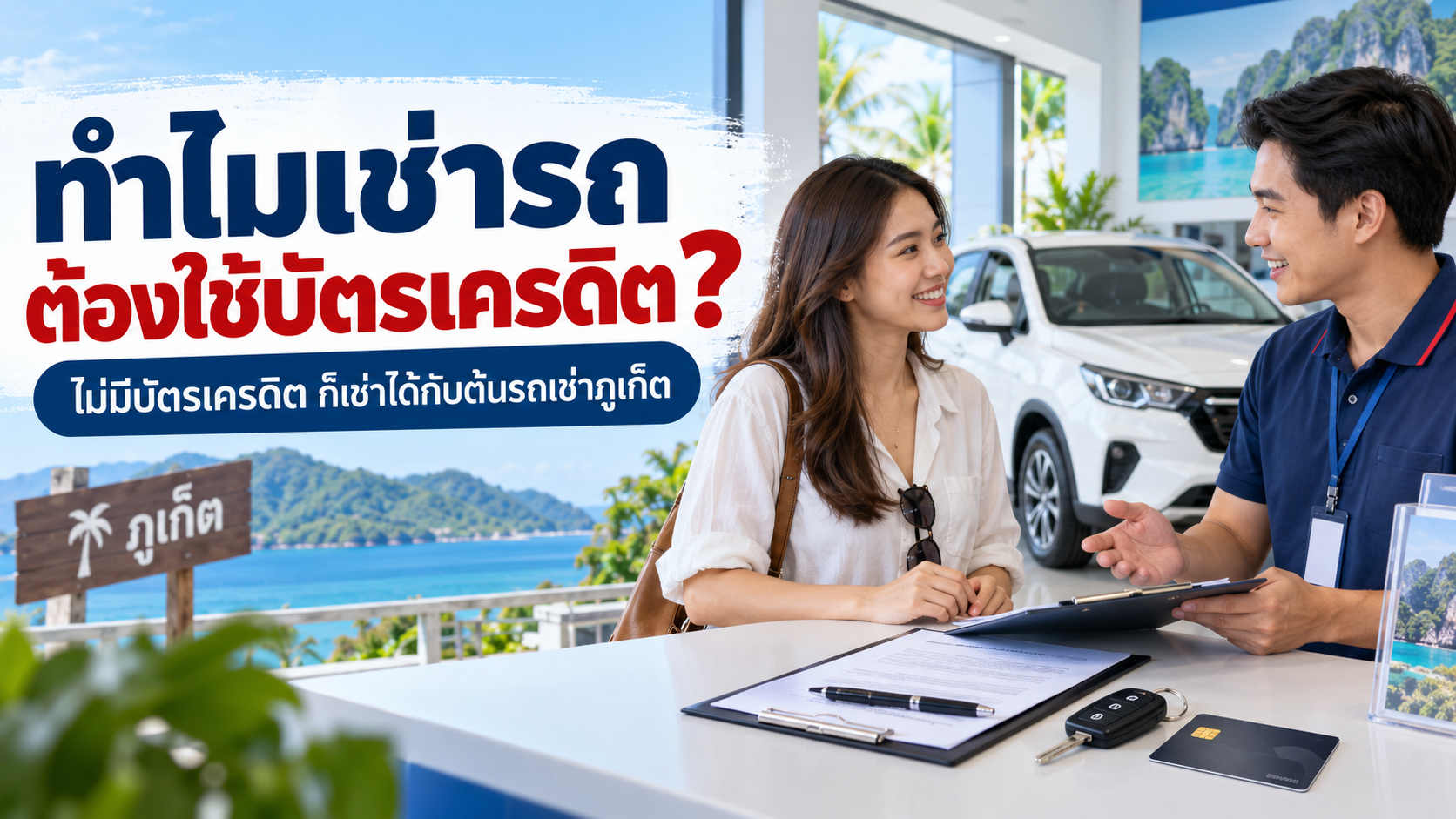 บริการเช่ารถภูเก็ตไม่ใช้บัตรเครดิต รับรถตรงข้ามสนามบินภูเก็ต - ต้นรถเช่า